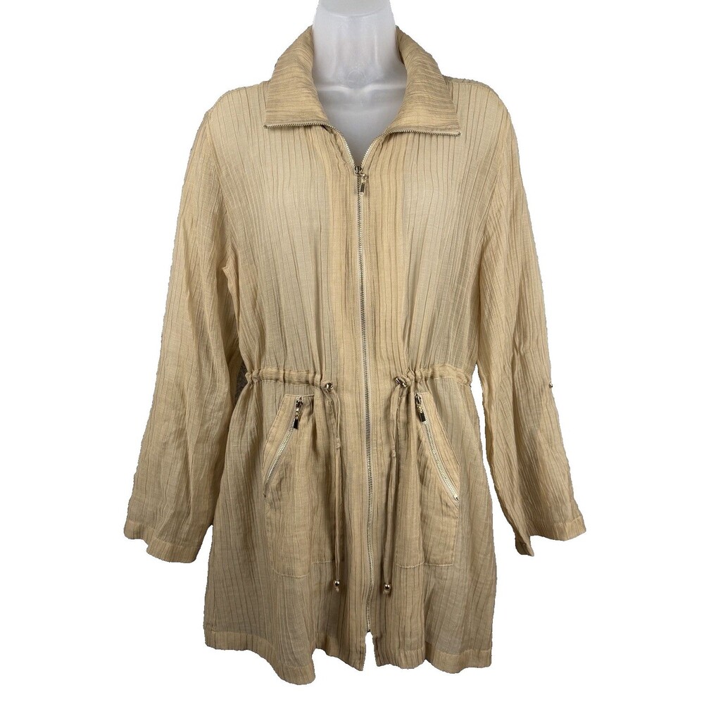 Chicos Travelers Collection Sz 2 Sheer Lightweight Jacket Windbreaker Womens 12